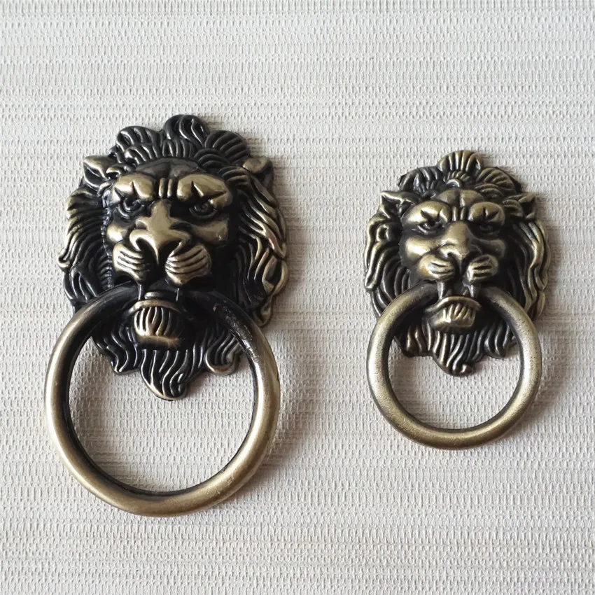 

1.25'' Drawer Pull Knobs Dresser Drop Pulls Rings Antique Bronze Lion Head Cupborad Knob Door Handle Cabinet HandleHardware 32mm