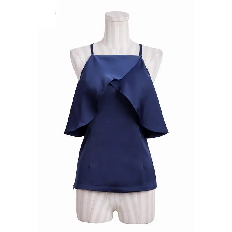 Радость Душу Населения Женщины Топы 2017 Шифон Пляж Топ Твердые Лето Синий