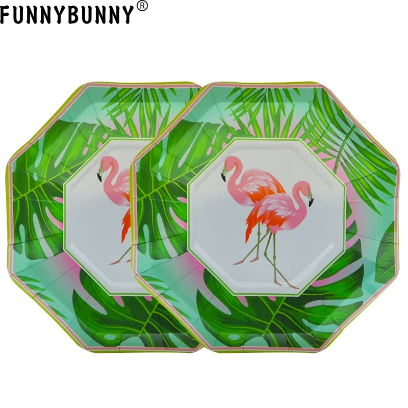 Одноразовые бумажные тарелки FUNNYBUNNY для вечеринок в стиле фламинго | Дом и сад