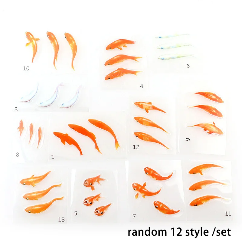 5 листов, синий, золотой цвет, рыба, УФ-смола, наклейка s Fill, декоративная наклейка, подходит для силиконовых форм, сделай сам, микро пейзаж, скрапбукинг, подарок - Цвет: 1