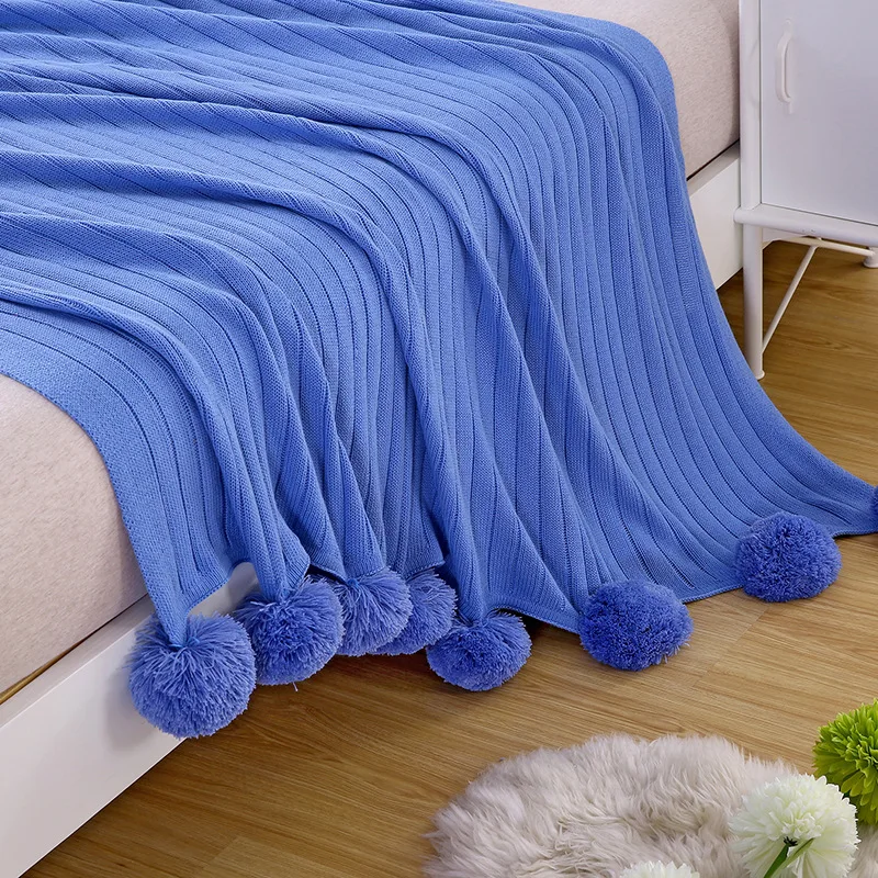 Оригинальное Брендовое хлопковое модное вязаное однотонное мягкое одеяло с