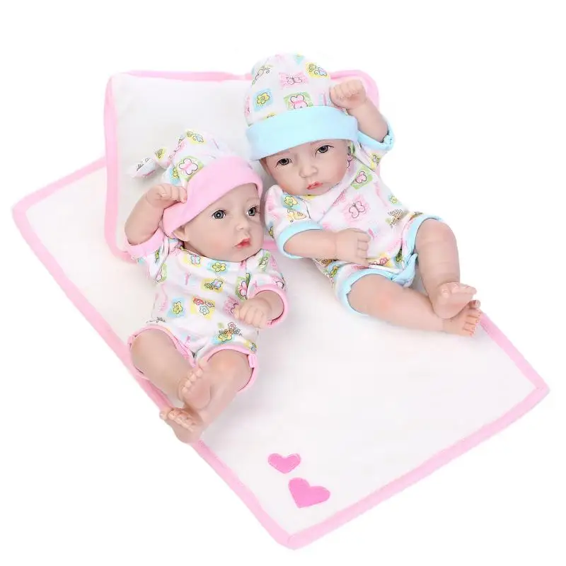 2pcs/set NPK full silicone reborn baby boy girl dolls28&quot mini Bebes menino bonecas can bathe with basket | Игрушки и хобби