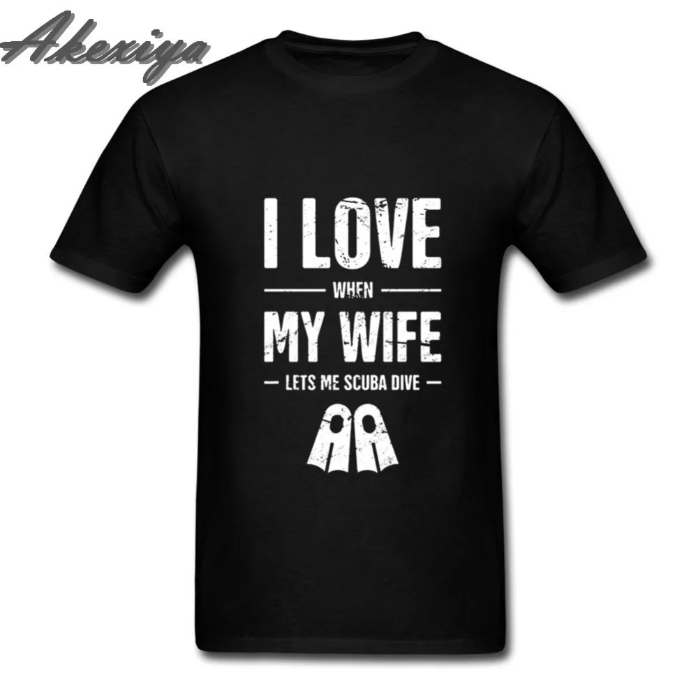 Мужская футболка с короткими рукавами Scuba DiveI Love When My Wife Lets Me Gift for Diver мягкая летняя