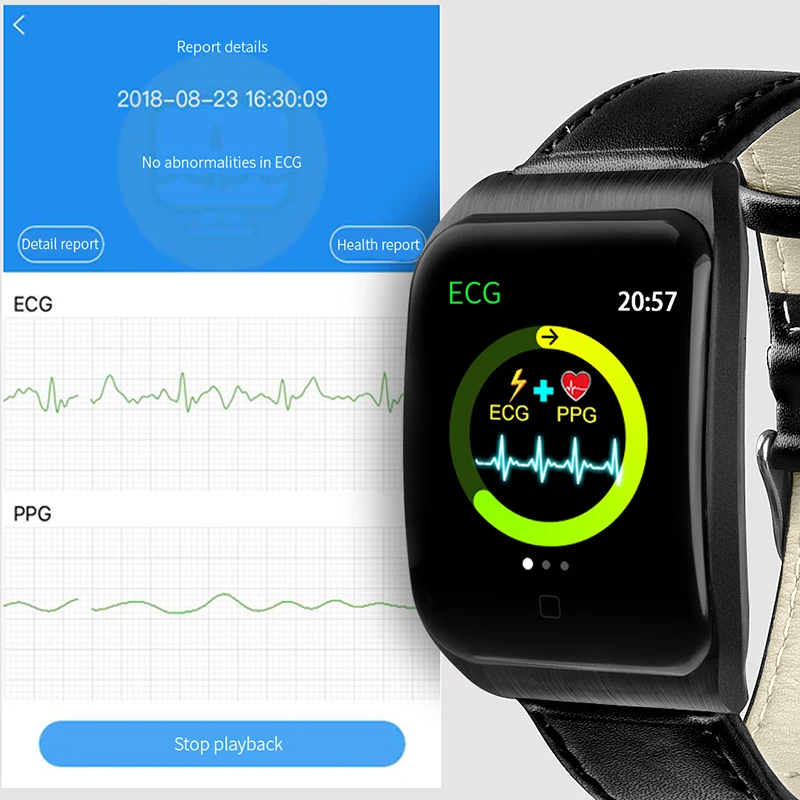 

1.3 Inch Waterproof Men's Women Smart Watches Bluetooth 4.0 Strava ECG PPG Wristwatch Fitness Tracker Wearable Devices SmartBand