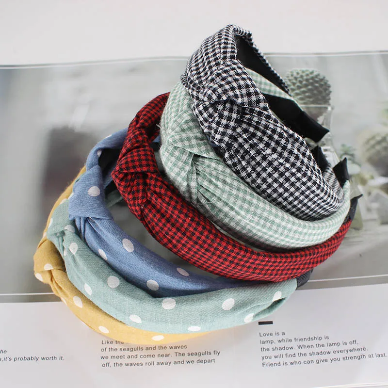 Женские повязки для волос в клетку повседневные Летние брендовые аксессуары