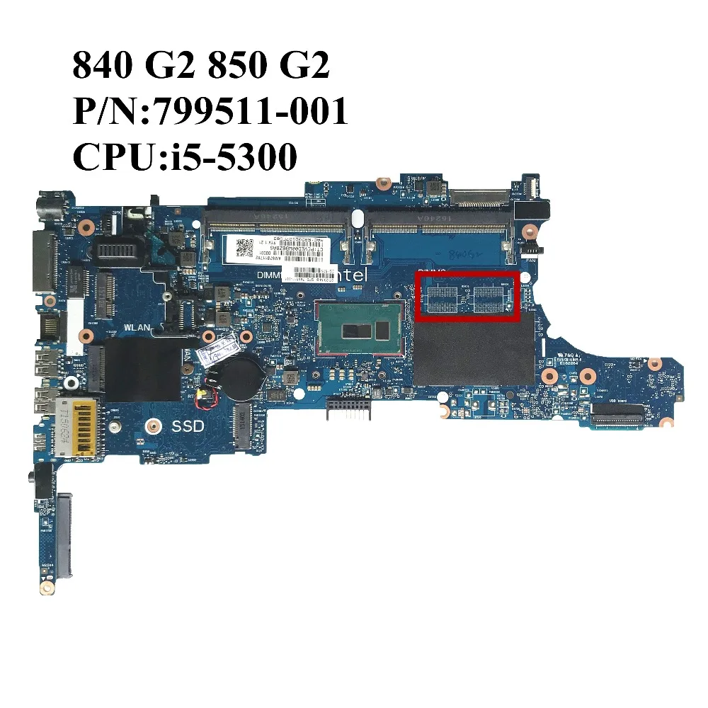 SZWXZY отлично подходит для HP 840 G2 850 799511 001 501 Материнская плата ноутбука I5 5300u DDR3