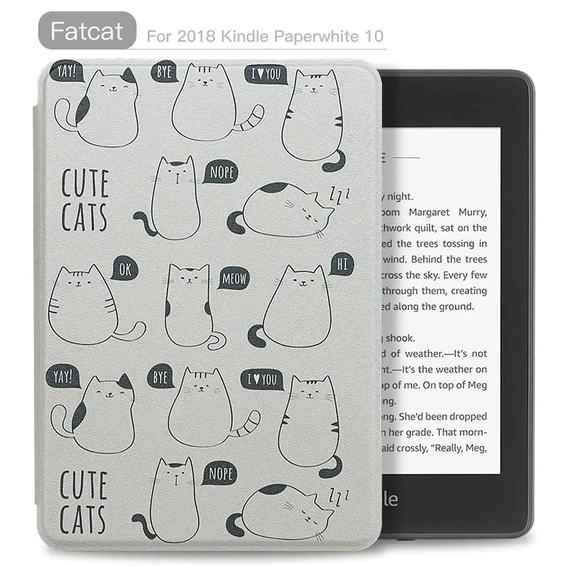 Fatcat WALNEW из искусственной кожи чехол для Amazon Kindle Paperwhite(10 поколение) 6 дюймов крышка электронной книги Smart Auto Sleep/Wake - Цвет: Fatcat