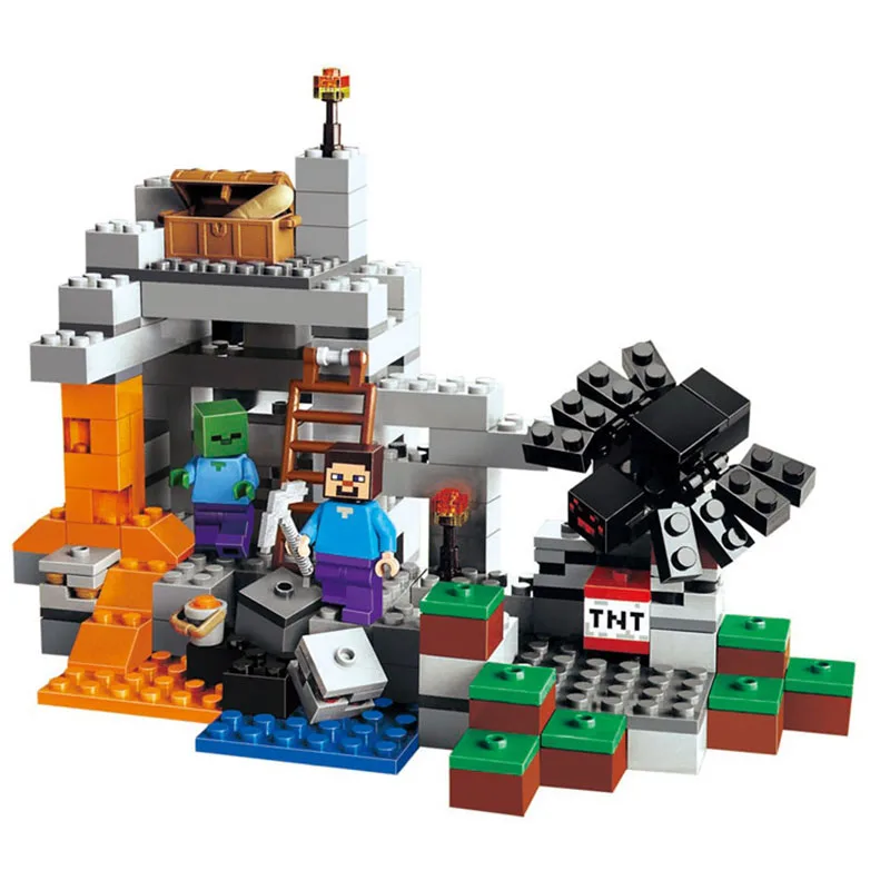 Bela Pogo Совместимость Legoe Minecrafte шт. 251 мой мир пещера зомби строительные блоки