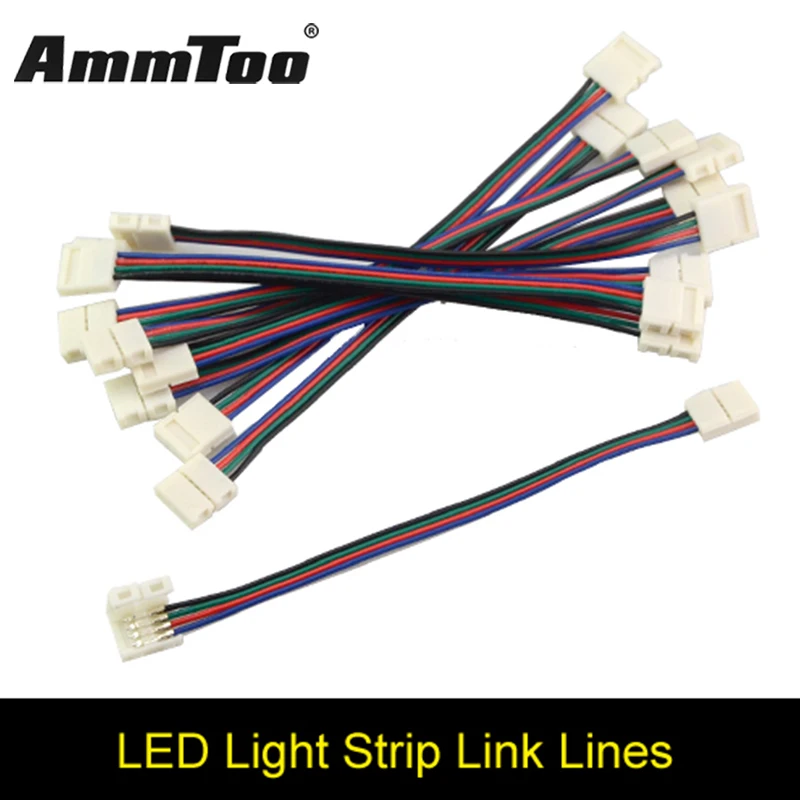 4 контактная RGB Женская Светодиодная лента с двойным разъемом кабель зажимом