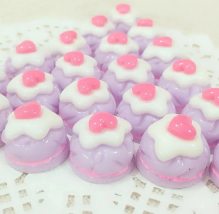 100pcs Resin Heart Cake Flatback Beads Miniatures For Scrapbooking Craft Diy Headwear Cellphone Decoration | Дом и сад