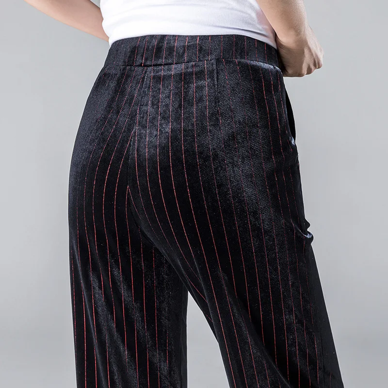 Женские Модные полосатые брюки с эластичной резинкой на шнурке свободные