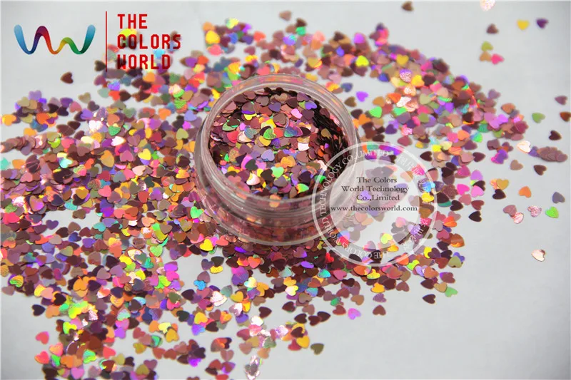 TCA911 лазерный светло розовый цвет в форме сердца 3 мм размер блестящий Блестящий