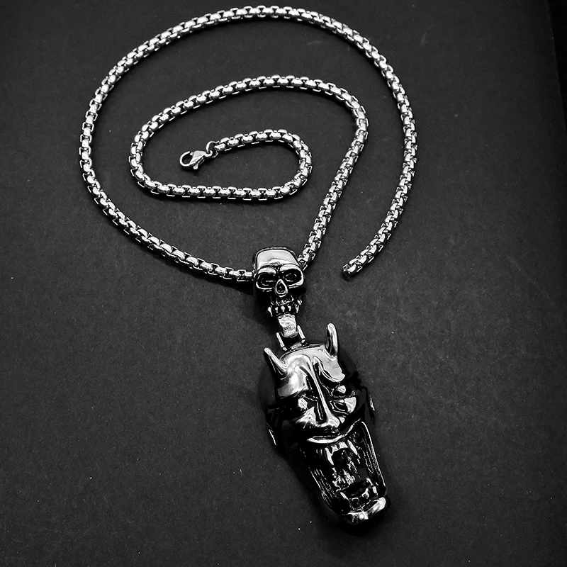 AMUMIU кулон в виде черепа монстра панк ретро ювелирное изделие серебряное ожерелье