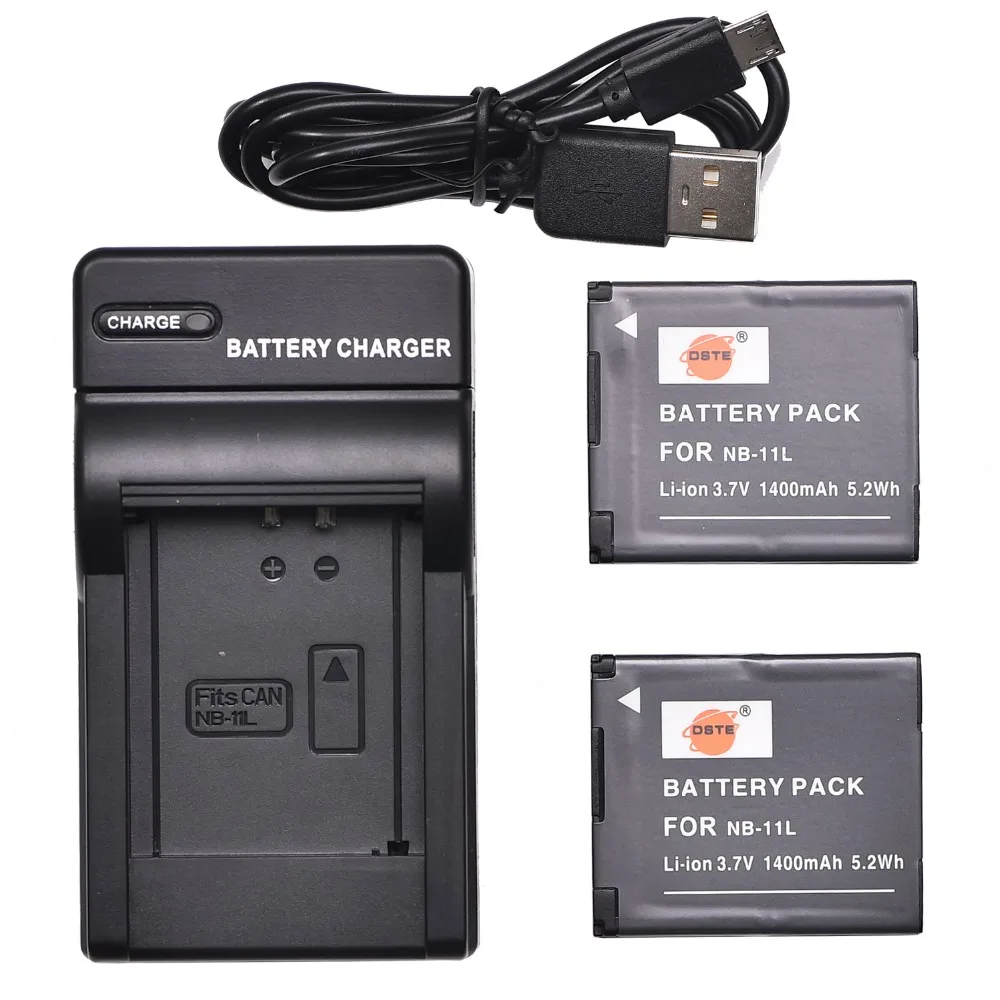 DSTE 2x NB 11L 11LH Батарея + USB Зарядное устройство зум объектив для Canon PowerShot ELPH 360 HS 190 180