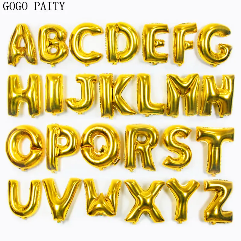 GOGO PAITY горячий 30-дюймовый Золотой A-Z с буквенным принтом алюминиевый шар для дня