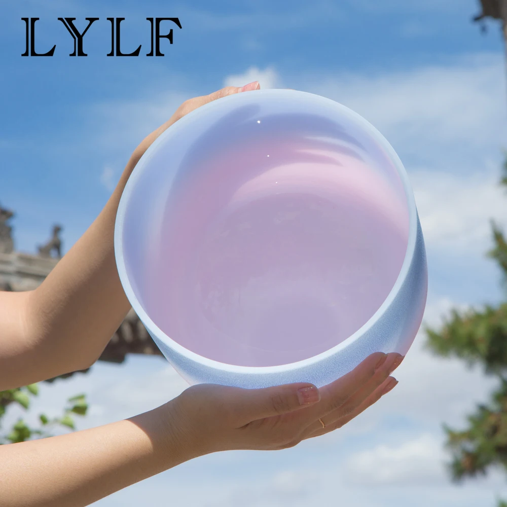 8 дюймов G Note ГОРЛОВАЯ ЧАКРА синяя и розовая цветная кварцевая Хрустальная Поющая