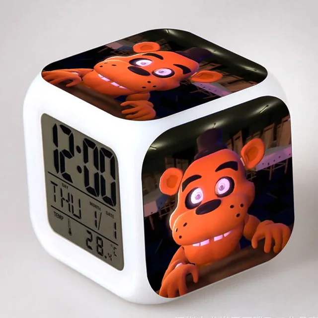 Темный хаки Five Nights At Freddy's светодиодный Будильник FNAF Bonnie Foxy Freddy Fazbear часы с дизайном «Медведь» ночные световые часы пластиковая игрушка - Цвет: Темный хаки