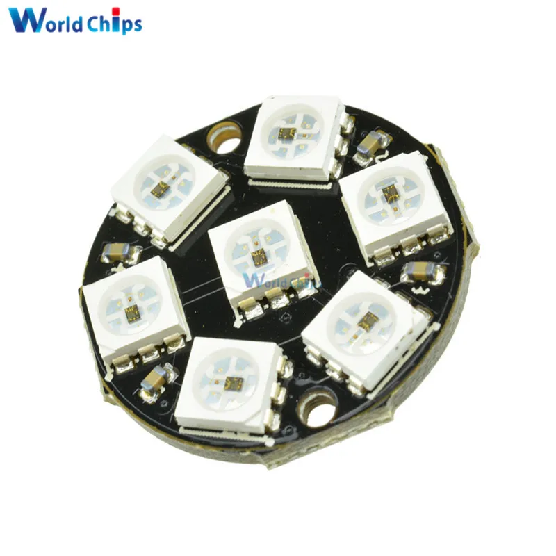 Светодиодная кольцевая лампа WS2812 5050 RGB 7 светодиодов со встроенными драйверами