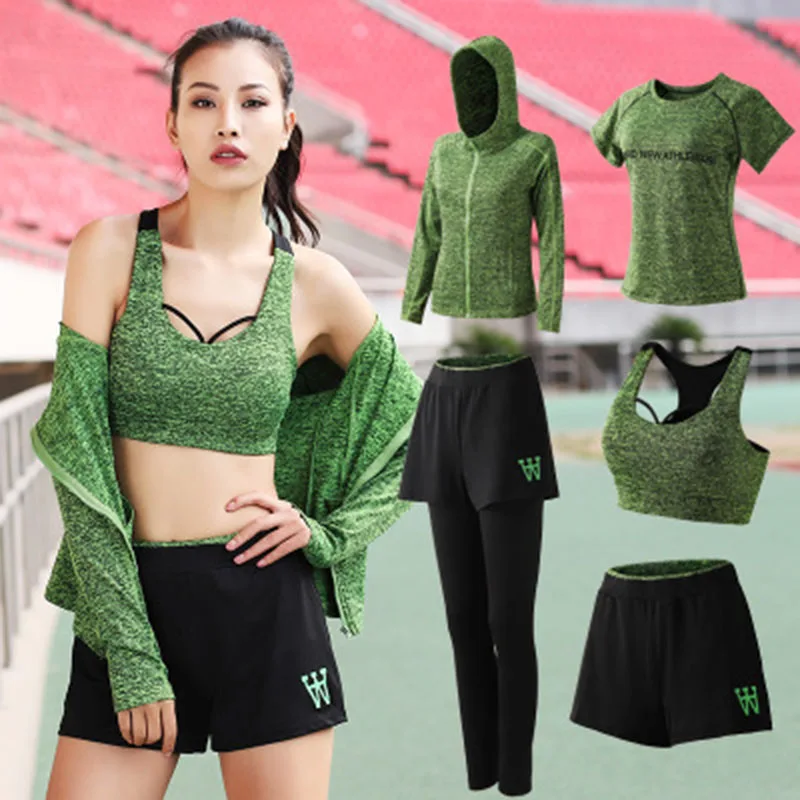 3XL спортивный комплект розовый 5 Peice Костюм женский дышащий Йога набор упражнение