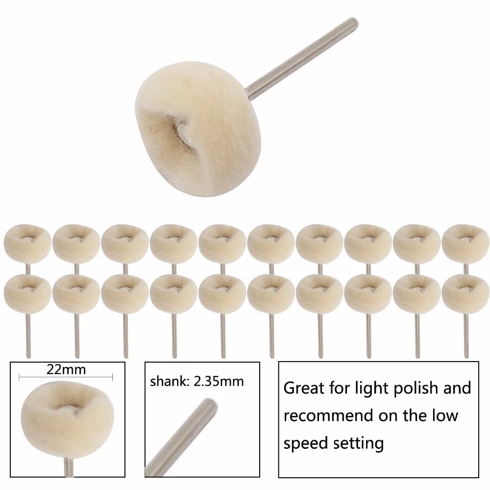 Mounted Cotton Soft Fine 3/32 Shank Polishing Buff Wheel 2.35 mm for Dremel Rotary Tools Pack of 20 Pcs | Украшения и аксессуары