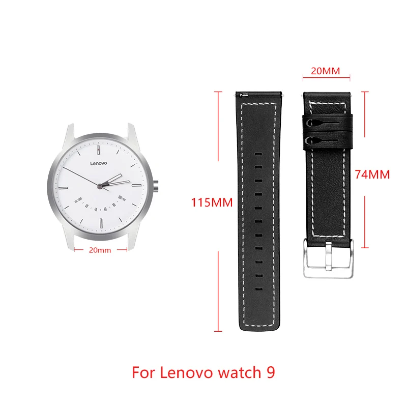 20 мм кожаный браслет для lenovo watch 9 спортивные часы сменный ремешок AMAZFIT ремешок для часов с металлической пряжкой Регулируемый размер