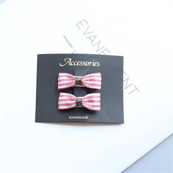 hair clip set 2 10 компл./лот Модный милый детский зажим для волос в мелкую клетку с бантом Классическая блестящая однотонная резинка для волос с бантом Шпилька для девочек аксессуары для волос - Цвет: hair clip set 2