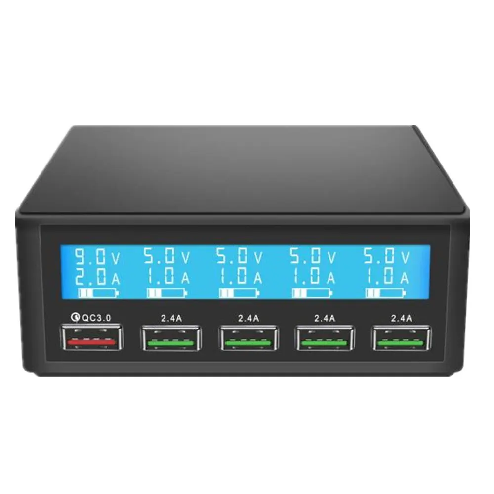 Многопортовое зарядное устройство 5 USB 5V8A Быстрая зарядка 3,0 ЖК-дисплей для iPhone iPad samsung huawei Xiaomi Nexus LG источник питания
