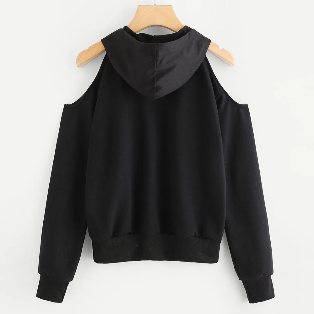 2018 осенние женские толстовки с капюшоном толстовка открытыми плечами в