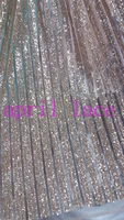 ap054 champagne gold stripe glued glitter sparkle net tulle mesh lace for fashion designer wedding dresspartylady dress