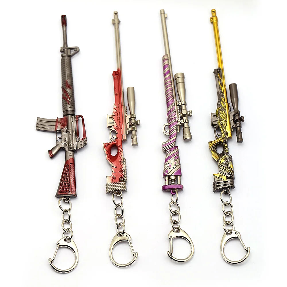 Новые брелоки в виде оружия PUBG CS GO, брелок для ключей 12 см 98K AK47, модель пистолета, металлический кулон, брелоки FPS, мужские ювелирные изделия llaveros