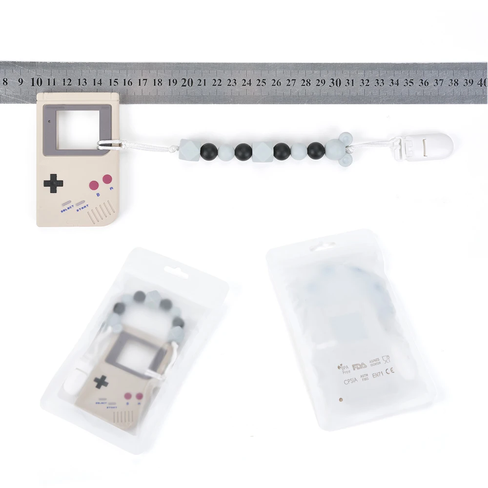 Lofca соску клип Gameboy Прорезыватель Ребенка При Прорезывании Зубов Силиконовые бусины мультфильм соску держатель BPA бесплатно жевательная игрушка Цепочки и ожерелья аксессуар