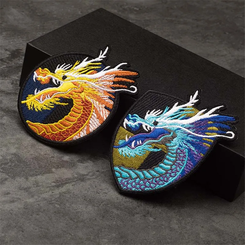 

1PCS China Style Personality Embroidered Dragon Patches Iron on DIY Applique Jeans Jacket Patch For Clothing Stickers Badge
