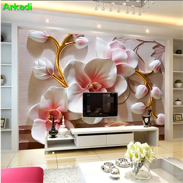 3D Phalaenopsis рельефный фон для стен современный простой цветочный декор картина