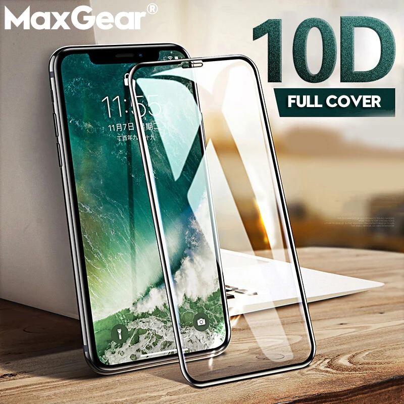 MaxGear закаленное стекло для iPhone XS полное покрытие защитное 9H Защита экрана Max XR X 6 7 8