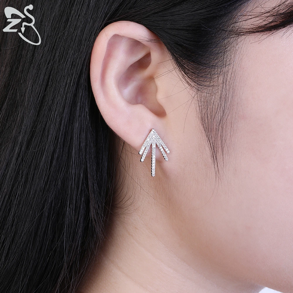 ZS модные серьги-гвоздики из стерлингового серебра 925 пробы в форме лазера с