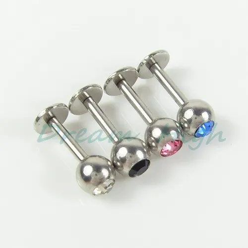 

HENGKE Jewelry Labret piercing Lip ring 3mm Gem Ball 316L Surgical steel promotional gift 200pcs/lot Free Shipping