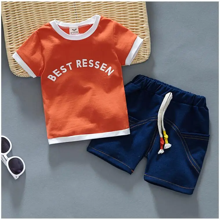 Baby Girls Boys Clothes Set Summer 2019 Cotton Casual Kids Outfits Letter Shirt + Pants Children Clothing | Детская одежда и обувь