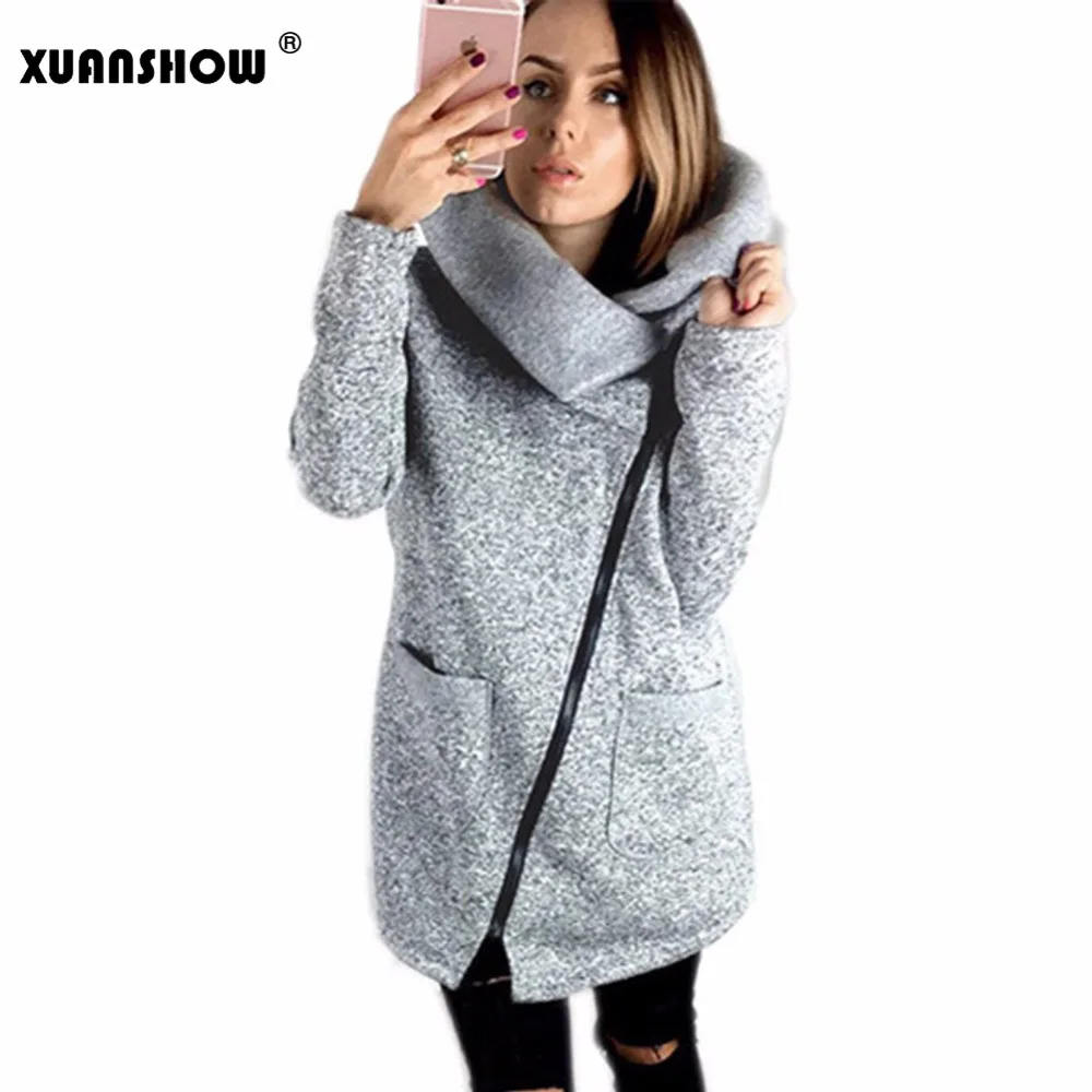 XUANSHOW Модные женские осенние зимние толстовки флисовые сохраняющие тепло
