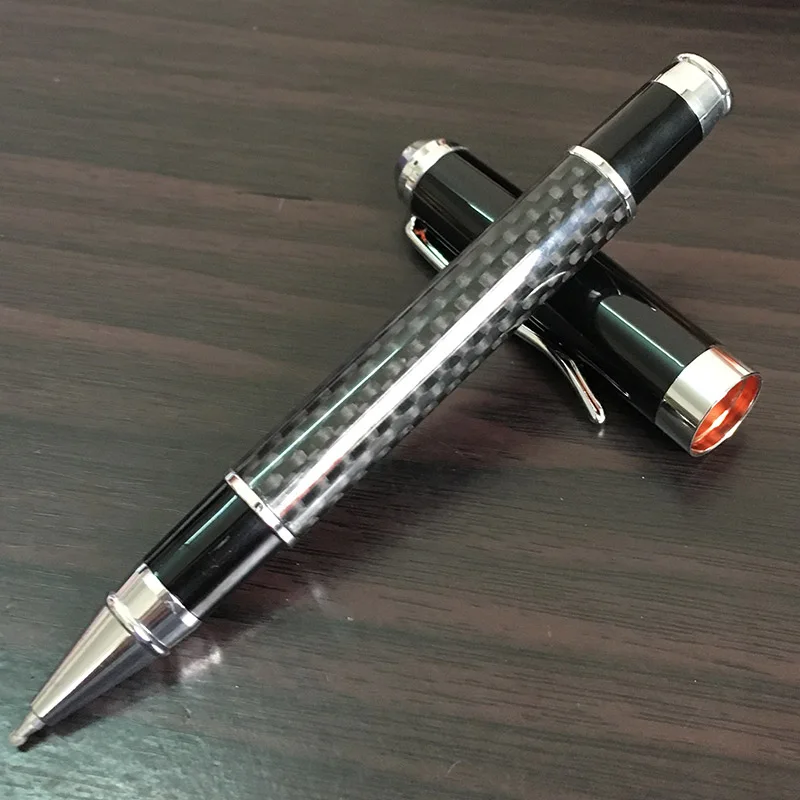 

Cool Carbon Fiber Veins Ballpoint Pens Medium Nib Roller Ball Pen 0.5mm Black Refill Pen