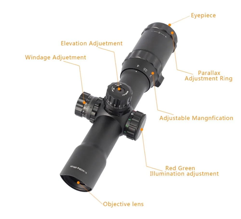 Охотничий оптический прицел SPINA OPTICS 1-4X28 с креплением для уличных видов спорта |