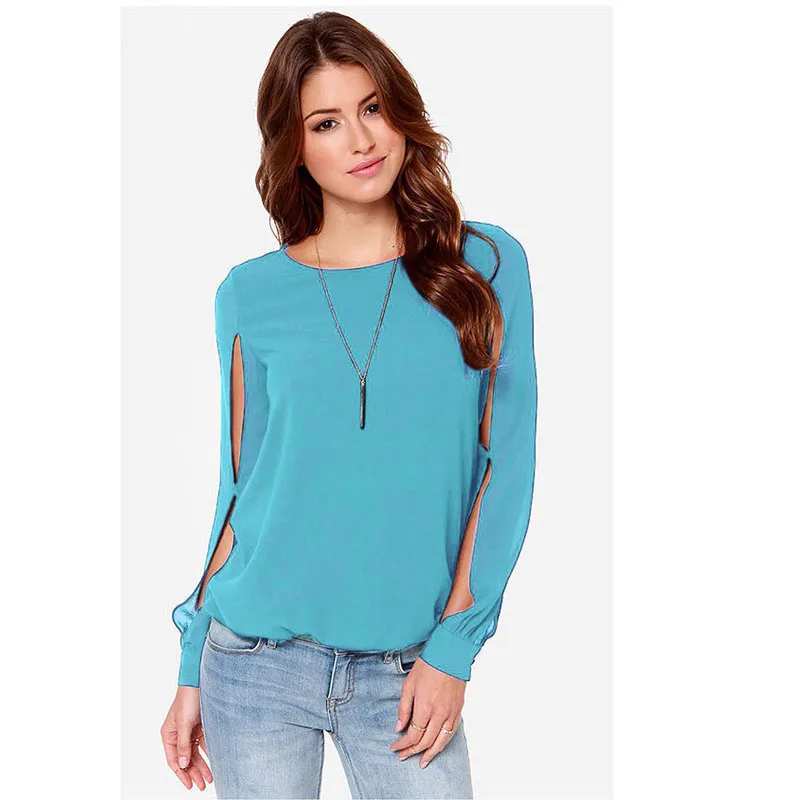 4 Blusas mujer de moda Весна modis Свободная шифоновая блуза с длинным рукавом размера плюс повседневные женские майки и футболки - Цвет: 4
