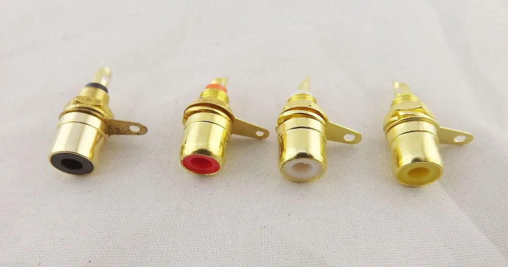 100 шт. золотые гнездовые разъемы RCA для корпуса Панельное крепление металлический