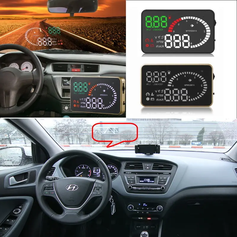 Car HUD Head Up Display For Hyundai i20/i30/ix25/ix35/ix55 Accent/Solaris/Santa Fe AUTO HUD Projector Digital Virsual Display