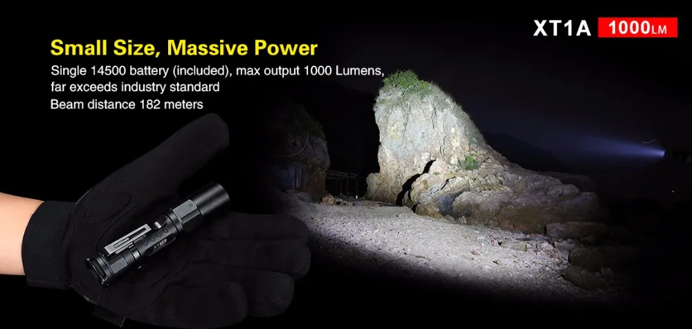 Klarus XT1A светодиодный фонарь CREE XP-L HD V6 1000 люмен Тактический Компактный ручной фонарь с аккумулятором 14500