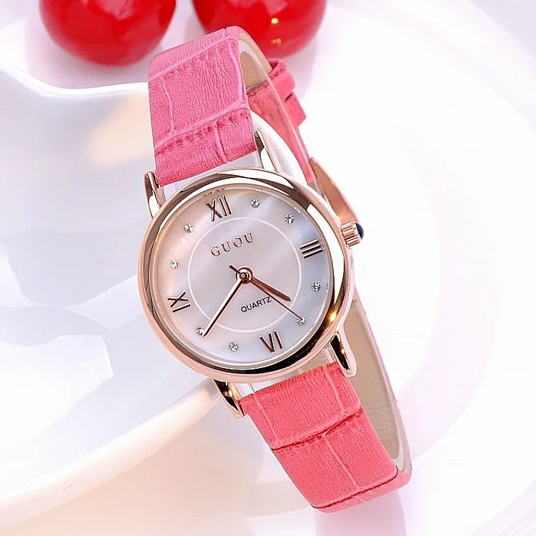 Часы наручные Guou женские компактные брендовые модные в Корейском стиле со