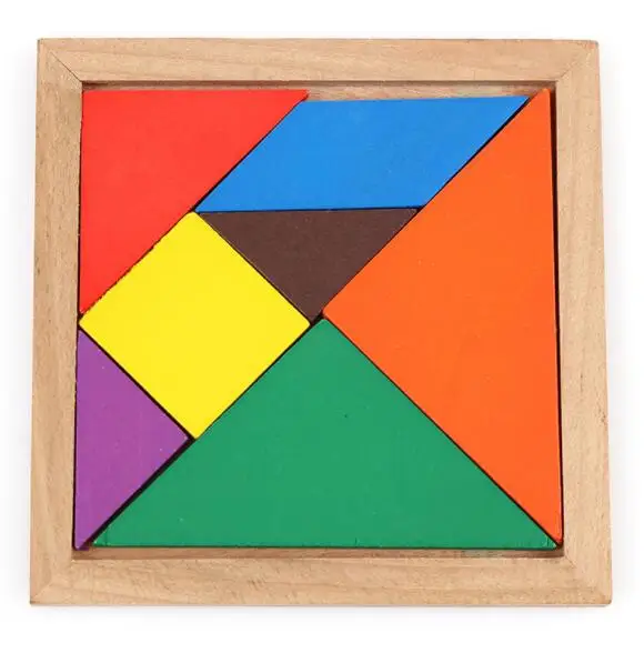 Colorful Square Wooden Tangram 7 Piece Jigsaw Puzzle Toys IQ Game Brain Teaser Intelligent Educational for Kids | Игрушки и хобби