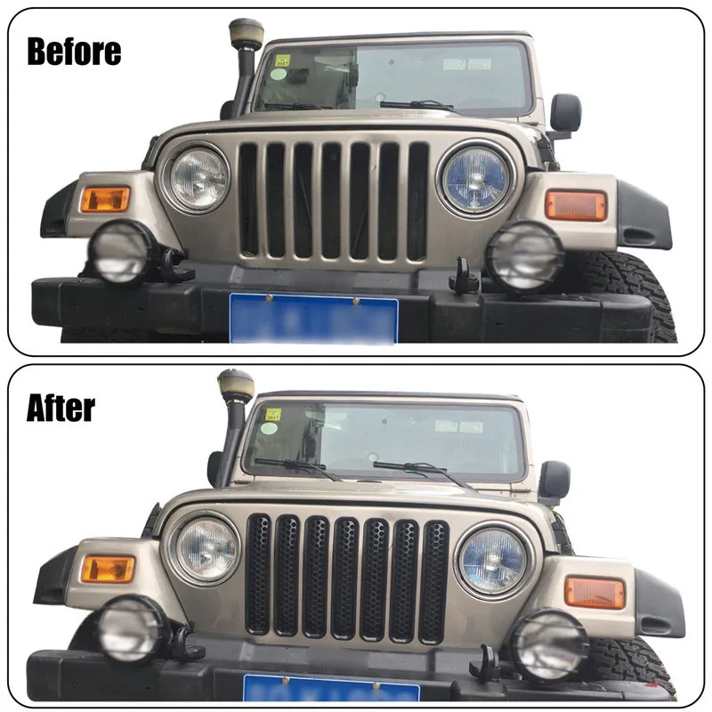 7 шт. передняя сетчатая решетка для Jeep Wrangler TJ 1997 2006|grille insert|bumper grillehoneycomb frame |