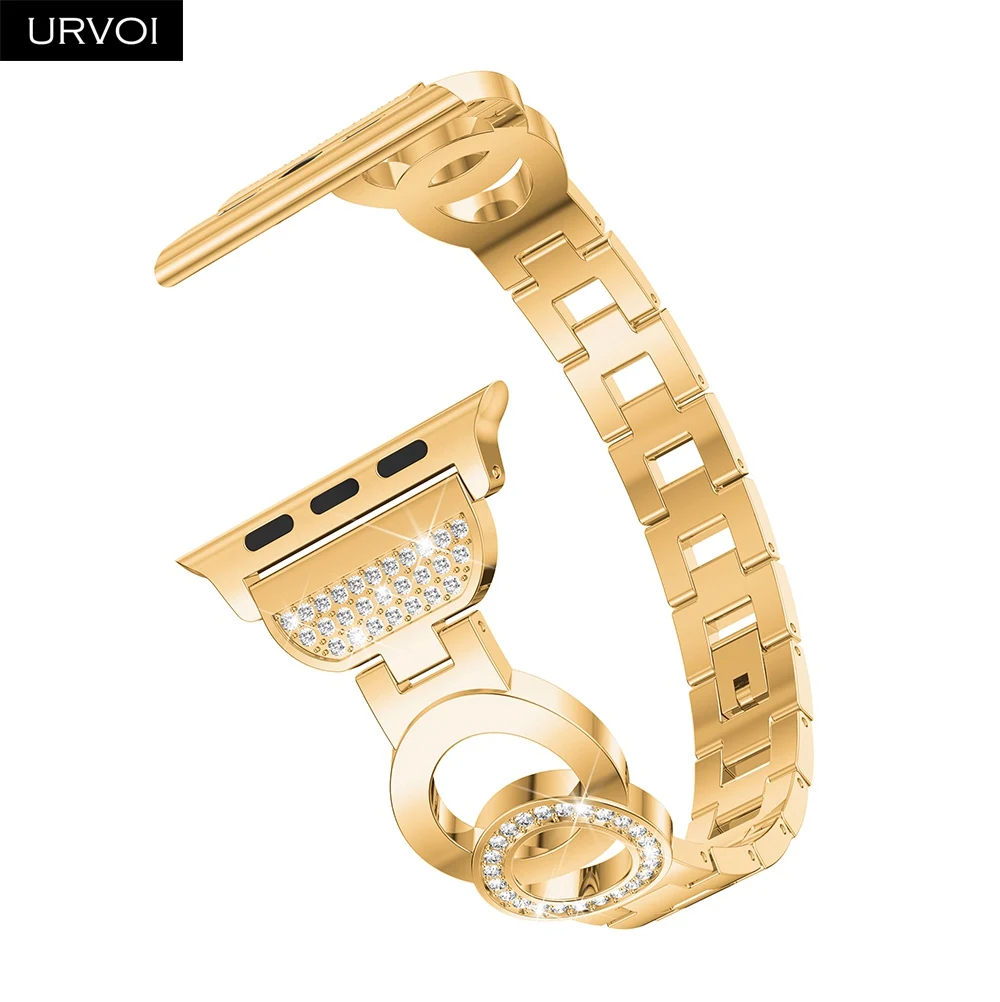URVOI band для Apple Watch series 6 SE 5 4 3 2 1 link браслет девочек модные двойные круги Циркон