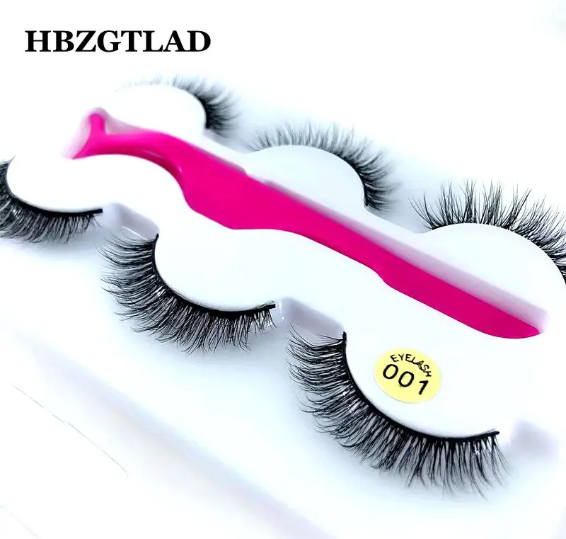 Hbzgtlad новые 1/3 пар натуральные накладные Искусственные ресницы длинный макияж 3D норковые ресницы, наращивание ресниц норковые ресницы+ Пинцет