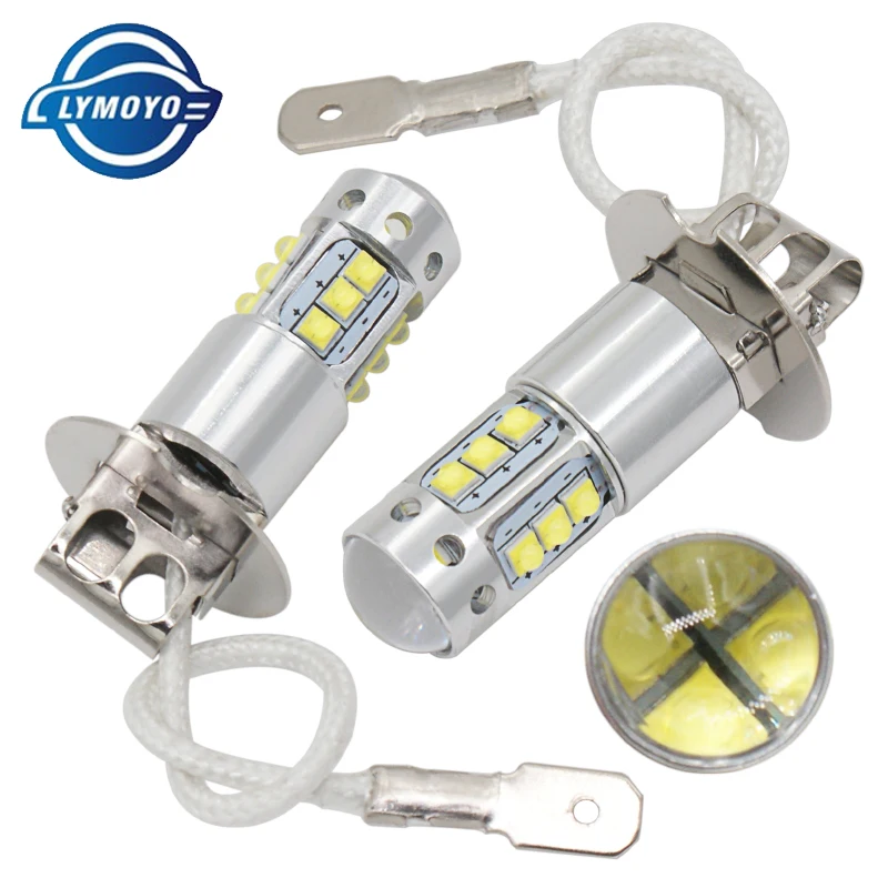 Lymoyo 2 шт. автомобиль H3 16Led 6000 К фара с интегральными схемами, автомобильный светильник Противотуманные фары DRL 16smd 80W 12V головной светильник тумана светильник фар дальнего света белый 12v